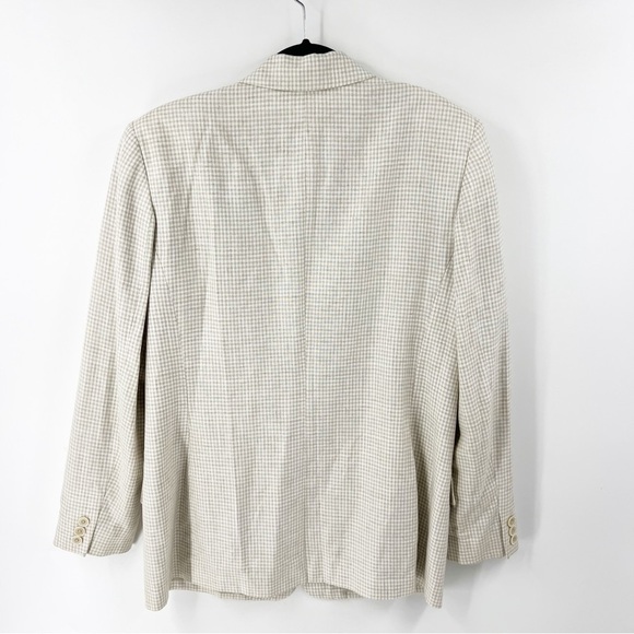 ✅ Pendleton VINTAGE FLAX Blazer Suit Jacket GINGHAM Tan White Striped SIZE 10 - Picture 6 of 6